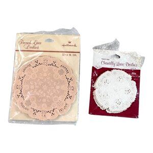 Hallmark French LOT Chantilly Lace Doilies Set Of 32  4" & 2.5" Decorative Paper